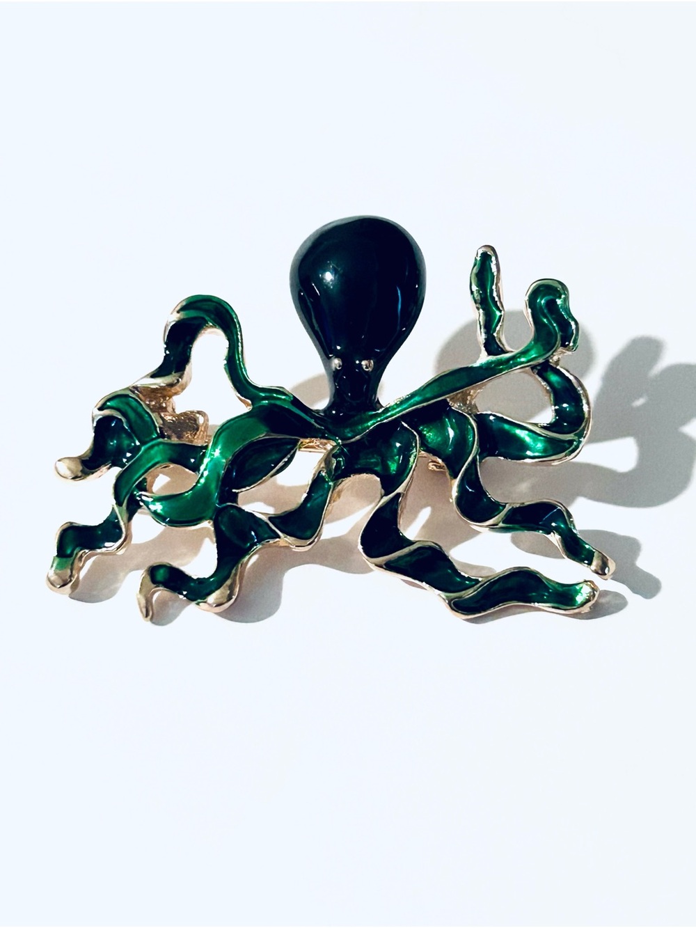 Green Enamel Octopus Brooch, Octopus Jewelry, Ocean, Sea Animal Jewelry